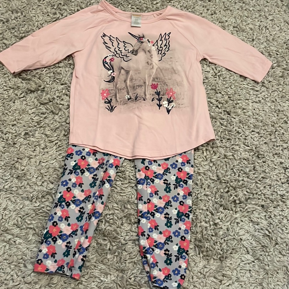 2018 Gymboree Outlet Unicorn Floral Outfit, Size 5-6